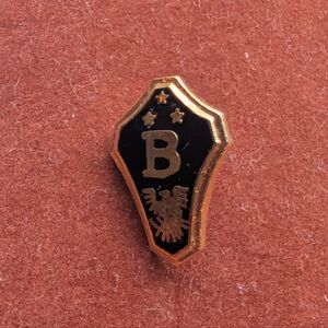Vintage Monogram "B" Black and Gold Enamel Shield Pin Brooch